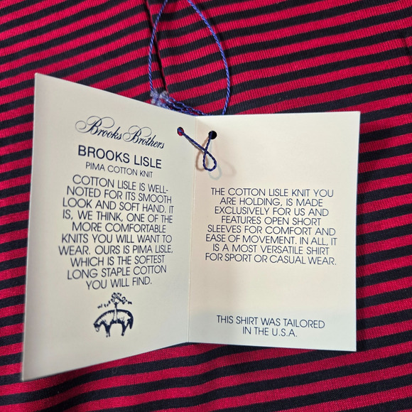 Vintage NWT Brooks Brothers Polo Men’s XL Teal Striped 100% Pima Cotton USA Made - Picture 3 of 7